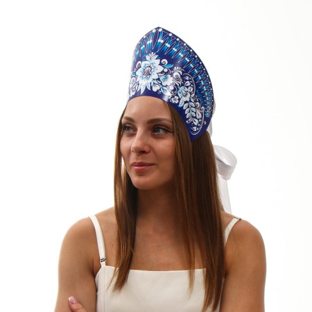 Kokoshnik "Blue flowers on blue", paper-2
