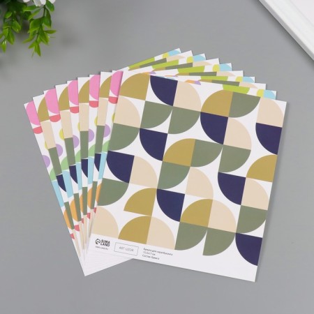 Scrapbooking paper bilateral "snake and bright circles" density 180 grams set 10 pcs 15.5x17 cm-1
