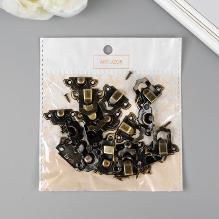 Castle metal for bronze casket + nails. set 10 pcs 2.9x3 cm-3