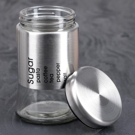 A set of glass cans for bulk products "Style", 3 subjects: 450/700/1000 ml, silver color-4