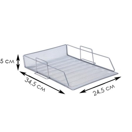 Horizontal tray for papers, mesh, metal, gray-1