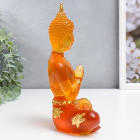 Souvenir Polystone "Buddha Anjali Mudra - Prayer" Orange 18x12x6 cm-1