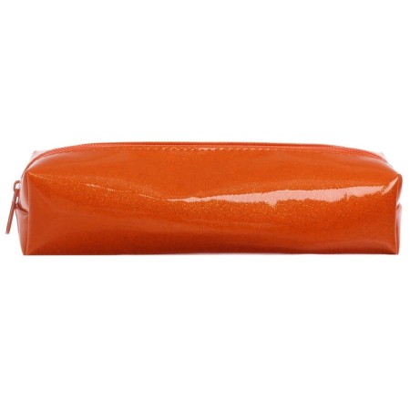Penal soft, 1 compartment, quadro, 60 x 195 mm, calligrata K-621, artificial leather, varnish with scenes, orange-1