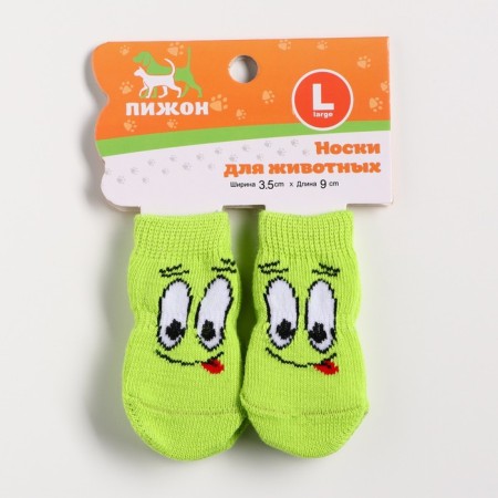 Nosks non -slip "smile", size L (3.5/5 * 9 cm), set 4 pcs, green-2