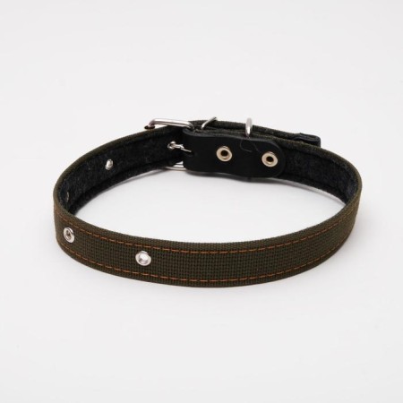 Frinking collar on felt, 64 x 3 cm, Osh 30-55 cm, dark green-1