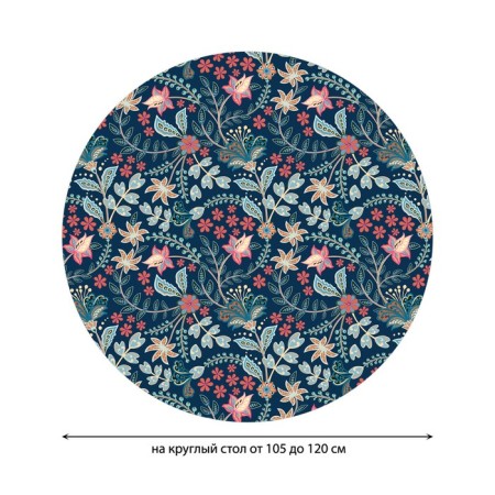 Tables on the table “Flower field”, round, oxford, elastic band, size 140x140 cm, diameter 105-120 cm-1