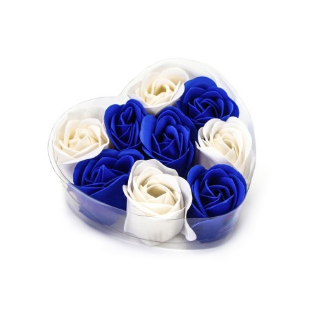 Soap roses, blue and white, set of 9 pcs.-10