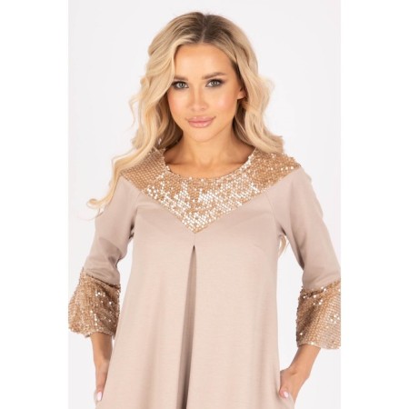 Female dress, size 44, beige color-6
