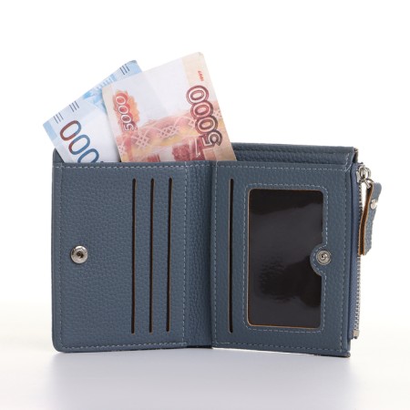 Women's wallet on the button, blue color-4