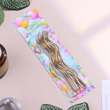 Candles for cake twisted "serpentine", 10 pcs, cocktail, golden, 15 cm-6