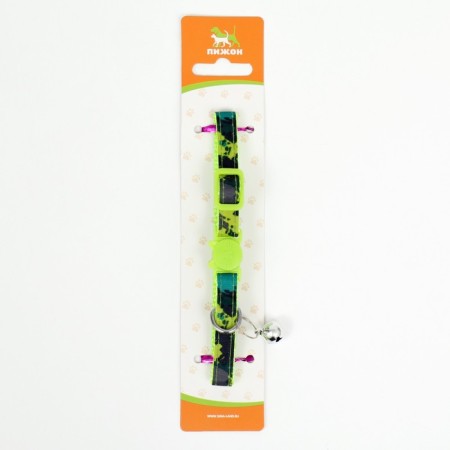 Koshachi collar with a cat-shaped buckle, width 1 cm, dark green-6