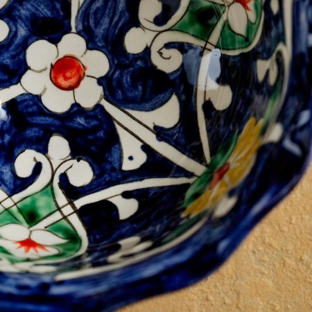 Candy of Rishtan ceramics "Flowers", 13 cm, blue-9