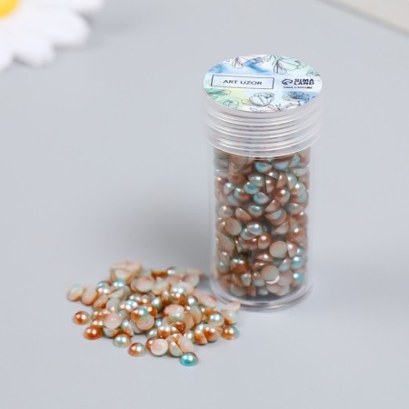 Decor "Semiobusins ​​and rhinestones. Gradient Blue Cream" D = 4 mm 10 g 200 pcs 5x2.5 cm mix-2