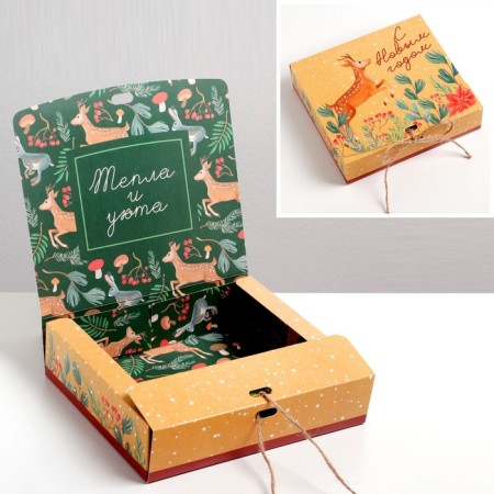 Box folding double -sided "New Year's botanist", 20 x 18 x 5 cm, without tape, New Year