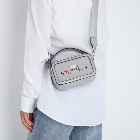 Bag Cross-Bodi with a zipper, gray color-7