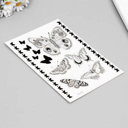 Black "Butterfly" tattoo on the body 25x15 cm-1