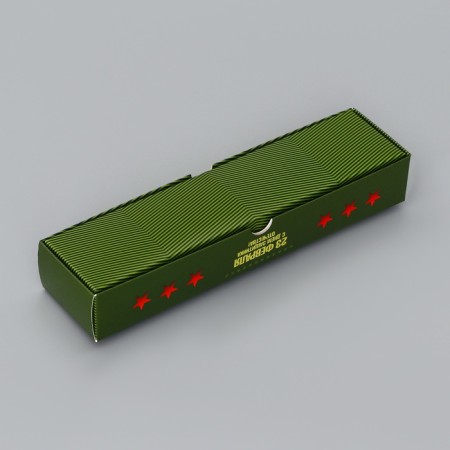 Box for 5 sweets with a shell, with the window "February 23", 21 x 5 x 3.3 cm. Confectionery packaging-4