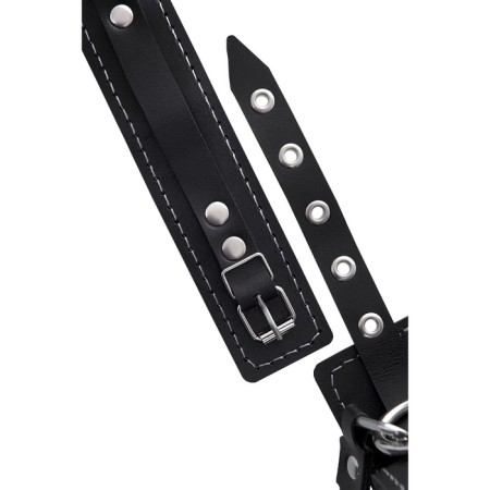 The collar is two -layer with a white line Pecado BDSM, genuine leather, black color-7