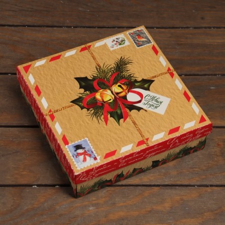 The box is folding, the cover is a "New Year gift" 20 x 20 x 6 cm-1