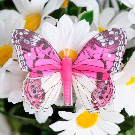Butterflies for decor and floristry, on the clothespin, plastic, mix, 5 cm and 8 cm-3