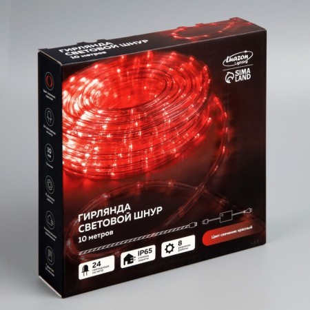 Luazon Lighting 10 mm light cord, IP65, 10 m, 24 LED/m, 220 V, 8 modes, red glowing red-8