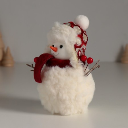 Souvenir Textile "Snowman in a scarf with berries in the hands" 7.5x7.5x12.5 cm-3