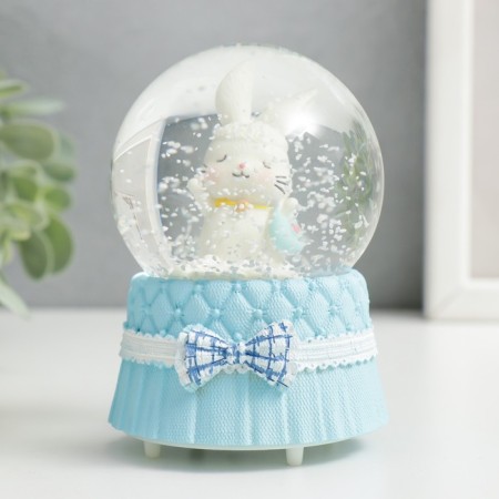 Souvenir Polystone Water Ball Light "White Bunny" mix 6.5x6.5x9.5 cm-6