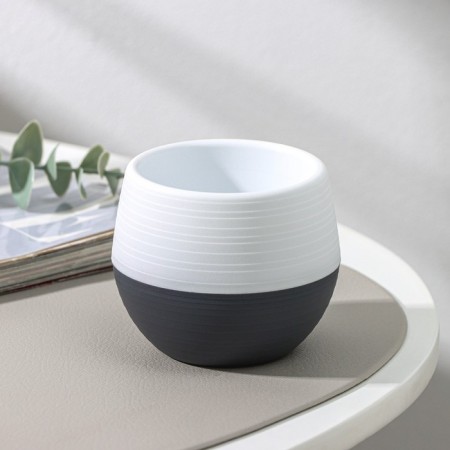 Pot for flowers "Japan", 125 ml, d = 8 cm, h = 6.5 cm, white-graphite color