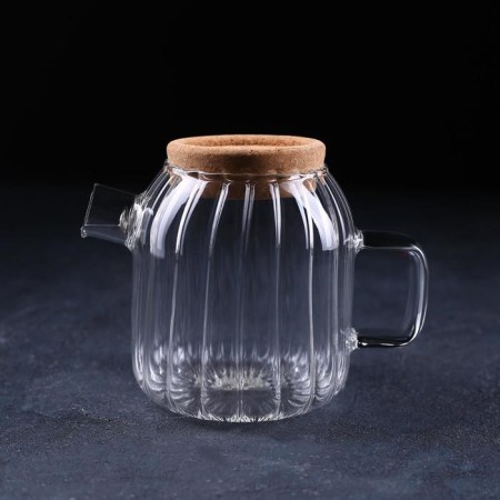 Glass jug with a cork lid "Eco", 600 ml, 17 × 11 × 13.5 cm