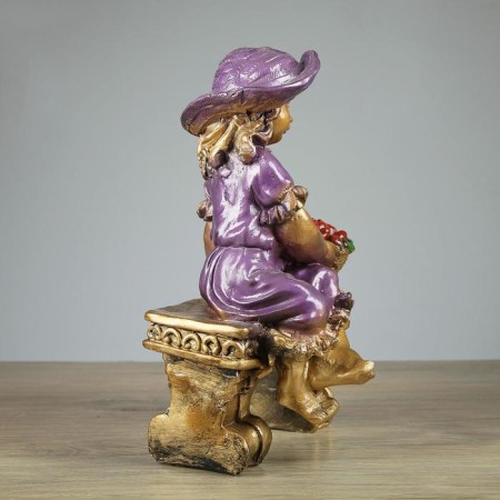 Garden figure "Girl on the bench" Bronze, 21x28x44cm-6