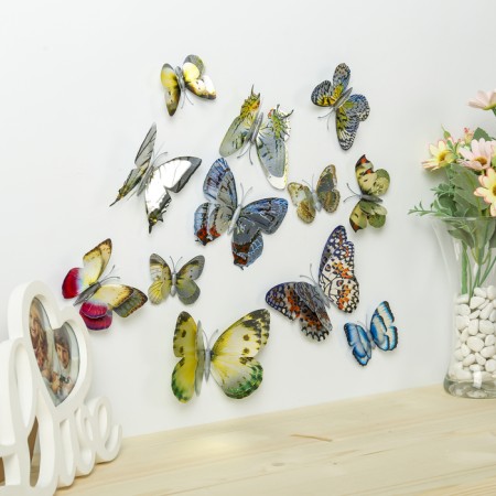 Magnet Plastic "Butterfly Silver" set of 12 pcs mix h = 4.4.5,6,8,9,5,13,5,14.5 cm-1