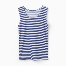 T -shirt men's vest, white/blue color, size 50