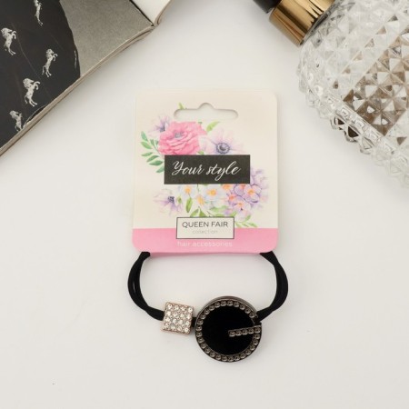 Hair elastic band "Cowley" square shine button, 5 cm