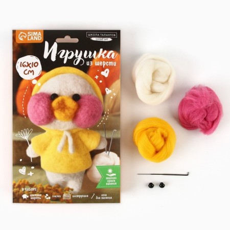 Игрушка из шерсти «‎Уточка в капюшоне»‎‎-1