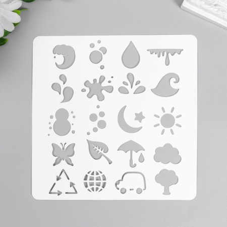 Plastic stencil "Different nature" 15x15 cm