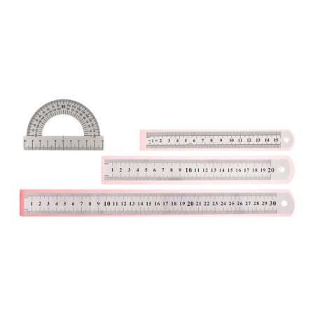 Set of metal linear 4 pieces: 15cm, 20cm, 30cm, transporter