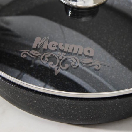 Frying pan “Granite Star”, D = 30 cm, plastic handle, glass cover, anti -stick coating, black color-1