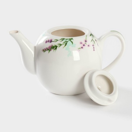 Kettle of porcelain tender "lavender", 800 ml, white color-2