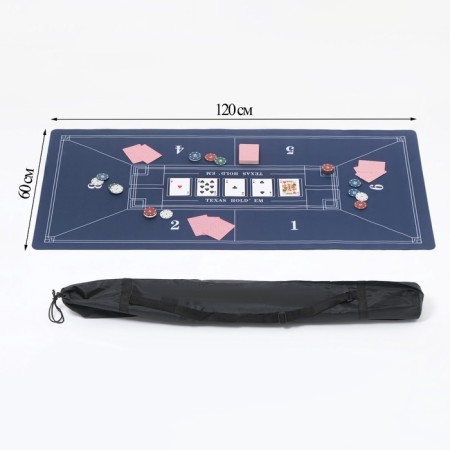 Cloth for poker, rubberized, 120 x 60 cm, thickness 3 mm, blue-1
