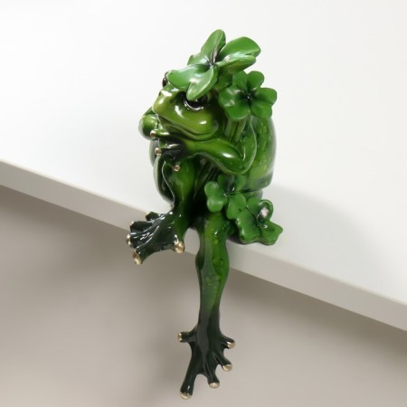 Souvenir Polystone varnish on the shelf "The frog thinks" 11x9x21 cm-1