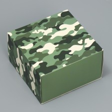 Gift folding box, packaging, “khaki”, 14 x 14 x 8 cm