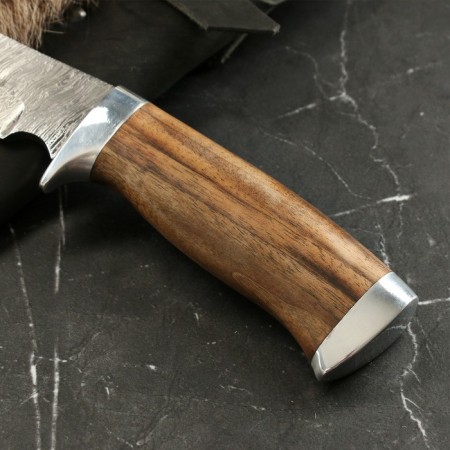 Tourist knife "Raven" steel - damask, handle - nut-1