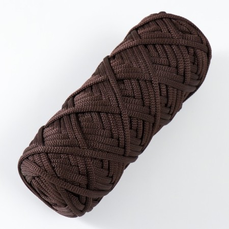 Knitting cord 100% polyester, width 4 mm 50m (chocolate)-1