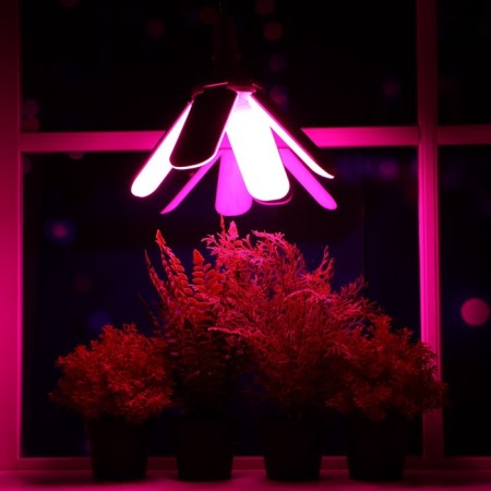 LED phytolamp, E27, 32 W, IP 20, 220 V, four -petal, folding, multi -pointral 7-1