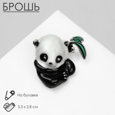 Panda brooch baby, color in silver