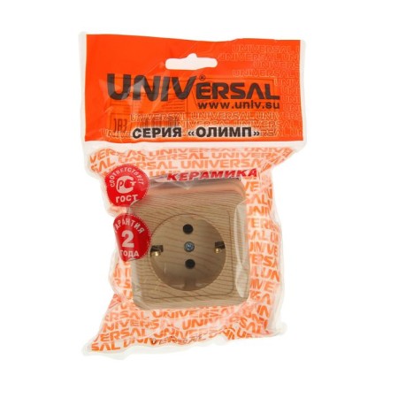 UNIVERSAL Olympus socket, 16 A, single, external, with salary, pine color-2