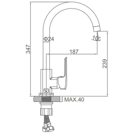 Accoona A4555 kitchen mixer, one -leaf, tall, chrome-8