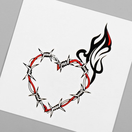 Black-red tattoo on the body "Thorny Heart" 6x6 cm-2
