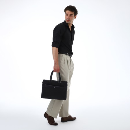 Male Business Bag, Textura, 2 external pockets, black color-7