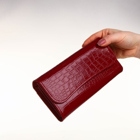 Women's wallet on magnets, red color-7
